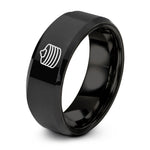 him tungsten comfort ring – black tungsten pancake stack pattern ring