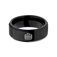 black tungsten wedding band – black tungsten pancake stack pattern wedding band