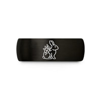 tungsten carbide men's ring – black & rose gold tungsten floral bunny wedding band