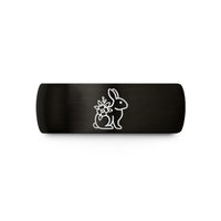 engraved tungsten ring him – black tungsten floral bunny wedding band