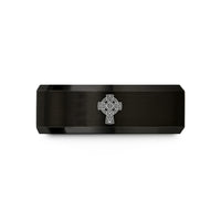 gunmetal tungsten men's ring – black tungsten celtic cross wedding band