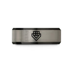 8mm tungsten band him – black & grey tungsten pixel grid wedding band
