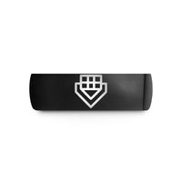 gunmetal men's wedding ring – black tungsten pixel grid wedding band