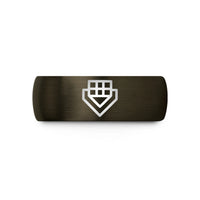 8mm tungsten band him – gunmetal & black tungsten pixel grid wedding band