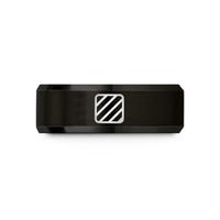 gunmetal tungsten men's ring – black tungsten caution stripes wedding band
