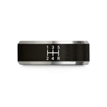 men's black tungsten ring – black & gray tungsten 6-speed h-pattern wedding band