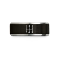 men's black tungsten ring – black & gray tungsten 6-speed h-pattern wedding band