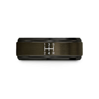 comfort fit tungsten ring – gunmetal & black tungsten 6-speed h-pattern wedding band