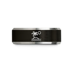 men's matte tungsten band – black & grey tungsten caribbean wedding band