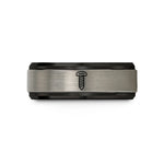 engraved tungsten wedding band – black & silver tungsten machine screw wedding band