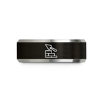 comfort fit tungsten ring – black & gray tungsten mason trowel bricks wedding band