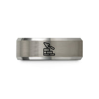 men's matte finish band – black & gray tungsten mason trowel bricks wedding band
