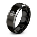 Wreck Porthole Compass – Tungsten Wedding Band, 8 mm, Black, Grey Comfort-Fit Unisex