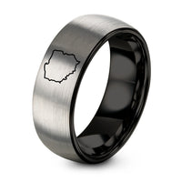 Tungsten Rings for Men Matte – black & grey tungsten pl ring