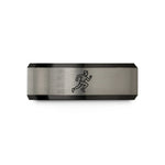 men's matte tungsten band – black & blue & grey tungsten speedster runner sprint wedding band