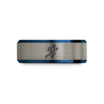 tungsten wedding band him – black & blue & gray tungsten speedster runner sprint wedding band