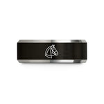 engraved tungsten ring him – black & silver tungsten horse right bridle wedding band