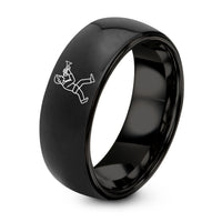 Tungsten Rings for Men Polished – black tungsten trumpet player marching ring