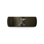 engraved men’s tungsten band – gunmetal & black tungsten trumpet player marching wedding band