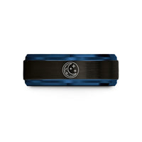 men's stylish wedding band – black & blue tungsten the moon wedding band