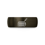 engraved rings for couples – gunmetal & black tungsten tremolo bridge arm wedding band
