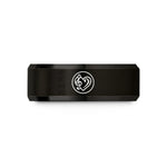 stylish wedding ring – black tungsten bass heart wedding band
