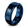 Paper Recycling Icon – Tungsten Wedding Band, 8 mm, Blue Comfort-Fit Unisex