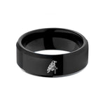 silver tungsten rings women – black tungsten raven on cross wedding band