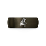 tungsten promise rings women – gunmetal & black tungsten raven on cross wedding band