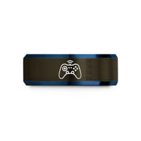 tungsten carbide ring women – gunmetal & blue tungsten wireless controller wedding band