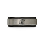engraved tungsten ring her – black & blue & gray tungsten rat wedding band
