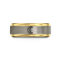 black tungsten wedding band – black & gold & silver tungsten new moon wedding band