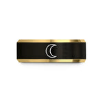 unisex black tungsten ring – black & gold tungsten new moon wedding band