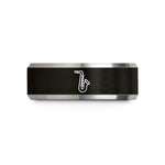 women's wedding band tungsten – black & gray tungsten alto saxophone wedding band