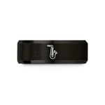 women's tungsten wedding band – black tungsten alto saxophone wedding band