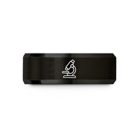 engraved tungsten ring gift – black tungsten microscope wedding band