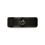 unisex tungsten wedding ring – black & rose gold tungsten twin flames heart wedding band