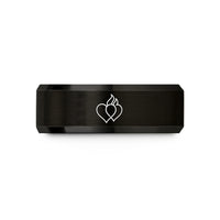 women's tungsten engagement band – black tungsten twin flames heart wedding band
