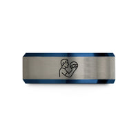 women's tungsten engagement – black & blue & grey tungsten wall ball shot wedding band