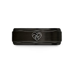 men's black tungsten rings – black & rose gold tungsten bear family heart wedding band