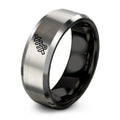 Crankshaft – Tungsten Wedding Band, 8 mm, Black, Silver Comfort-Fit Unisex