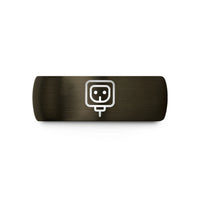 engraved tungsten ring men – gunmetal & black tungsten socket wedding band