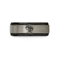 tungsten carbide ring female – black & gray tungsten double trail wedding band