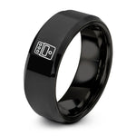 flat tungsten ring her – black tungsten pedal ring
