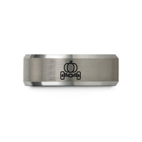 women's tungsten wedding band – black & silver tungsten solid axle pumpkin wedding band