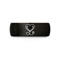 wide tungsten rings her – black & gold tungsten stethoscope heart wedding band