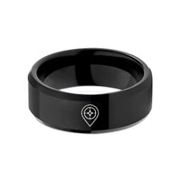 flat tungsten women's ring – black tungsten waypoint marker compass wedding band
