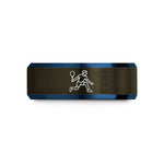 engraved tungsten ring her – gunmetal & blue tungsten squash lunge wedding band