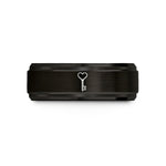 comfort fit tungsten band – black & rose gold tungsten heart set wedding band