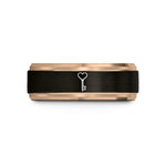 women's tungsten wedding band – black & rose gold tungsten heart set wedding band